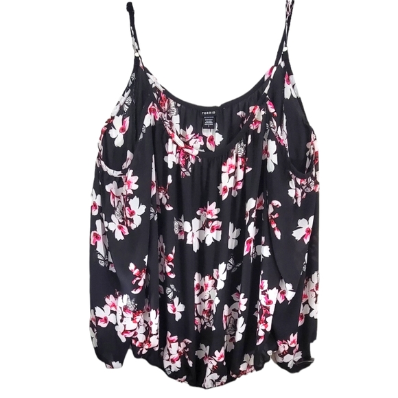 Torrid Floral Print Georgette‎ Cold Shoulder Blouse Size 3 - Picture 3 of 10